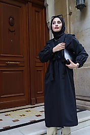 TRENÇKOT %100 PAMUK GABARDİN ASTARLI SİYAH-2 BEDEN