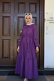 FIRFIRLI BEBE YAKALI ELBİSE mor-44