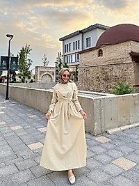 Kendinden Kuşaklı Yandan Cepli Yazlık Elbise