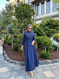 Kendinden Kuşaklı Yandan Cepli Yazlık Elbise