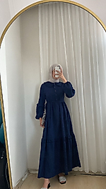 FIRFIRLI BEBE YAKALI ELBİSE LACİVERT-38