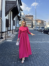 Kendinden Kuşaklı Yandan Cepli Yazlık Elbise