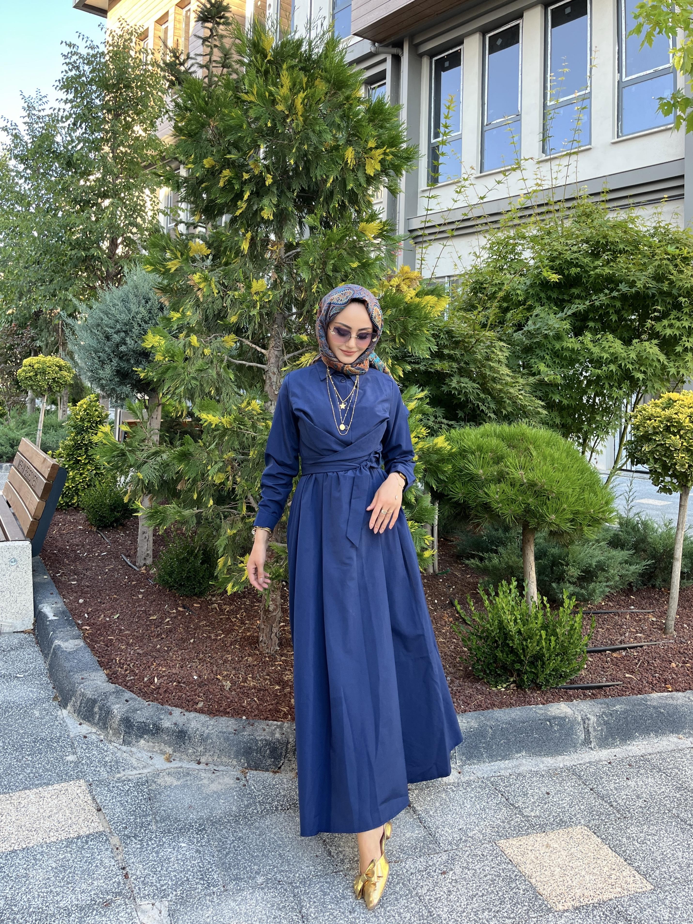 Kendinden Kuşaklı Yandan Cepli Yazlık Elbise