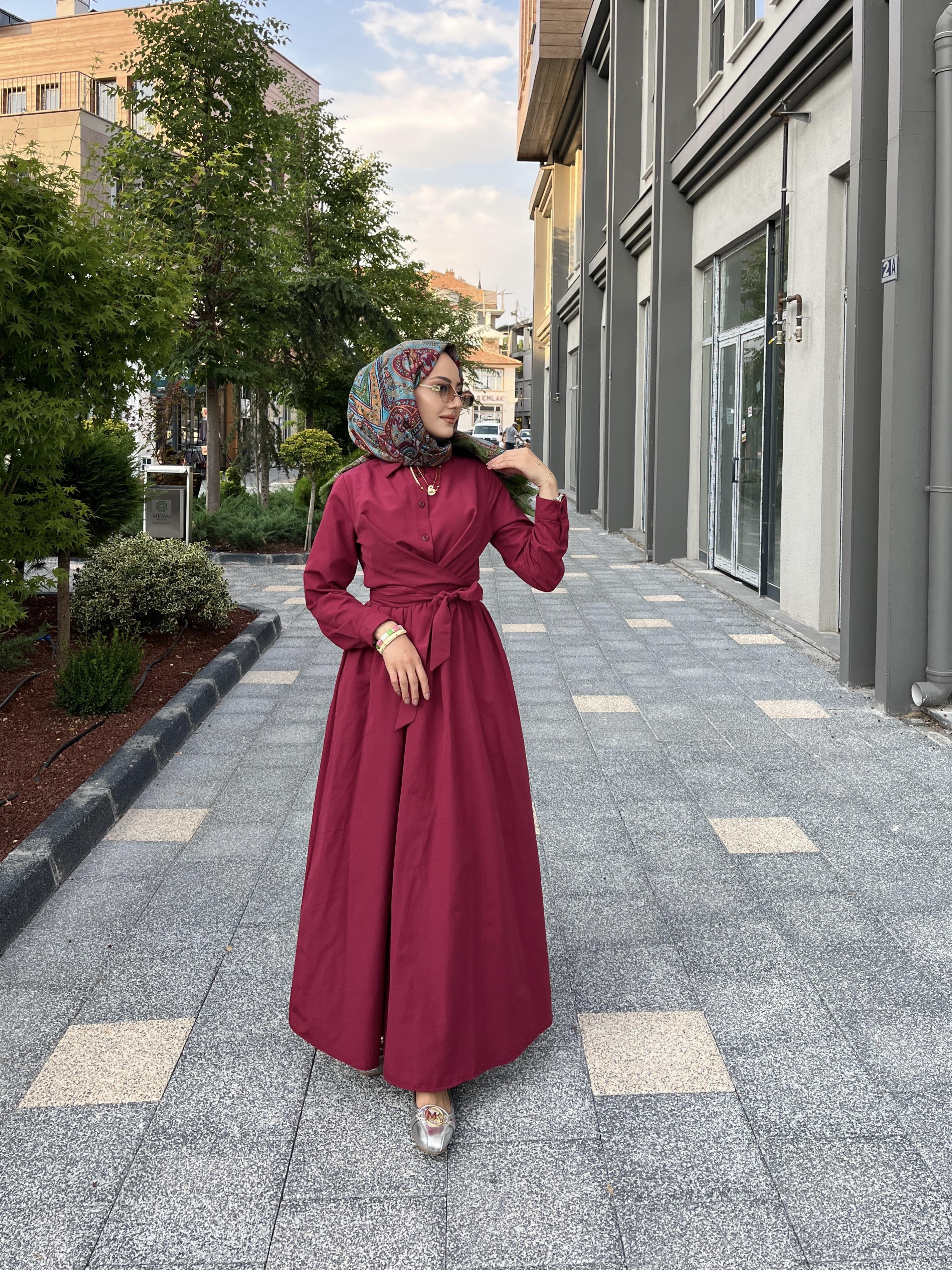 Kendinden Kuşaklı Yandan Cepli Yazlık Elbise